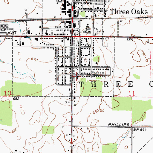 Topographic Map of Free Methodist Church, MI