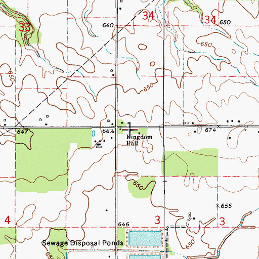 Topographic Map of Jehovah's Witnesses, MI