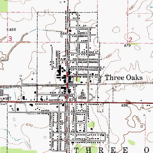 Topographic Map of Three Oaks Police Department, MI