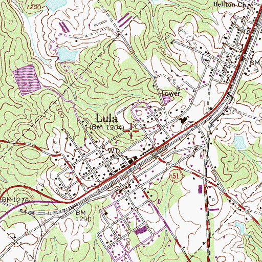 Topographic Map of Bellton Baptist Cemetery, GA