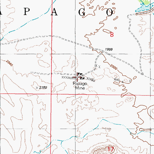Topographic Map of Papago Mine, AZ
