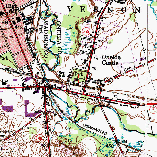 Topographic Map of Oneida Castle Public School, NY