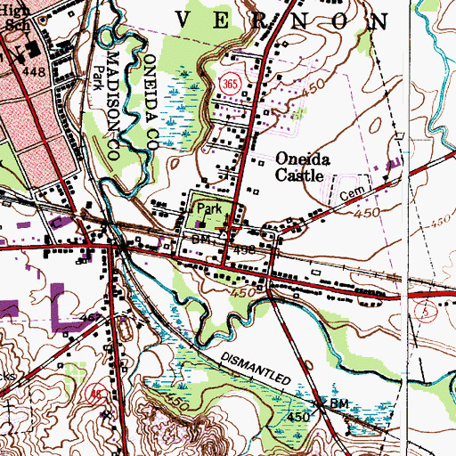 Topographic Map of Oneida Castle Village Hall, NY