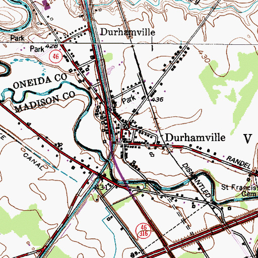 Topographic Map of Durhamville Union School (historical), NY