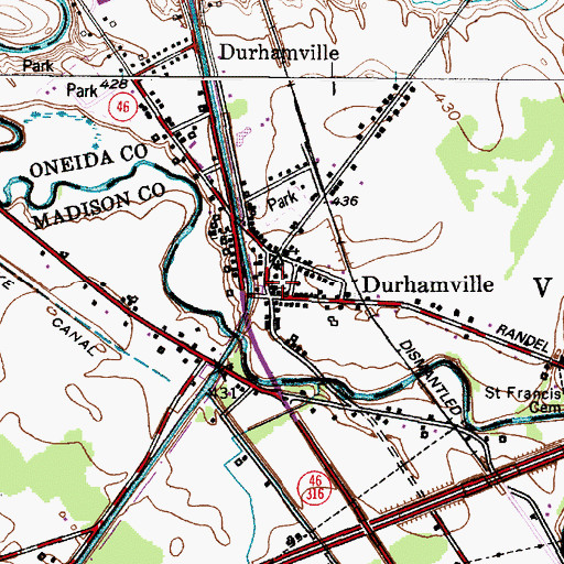 Topographic Map of Durhamville Baptist Church, NY
