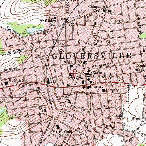 Topographic Map of First Methodist Church, NY