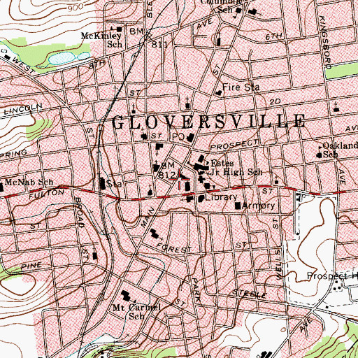 Topographic Map of Glove Theatre, NY