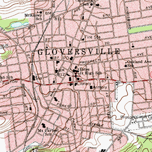 Topographic Map of Saint Mary's Roman Catholic Church, NY