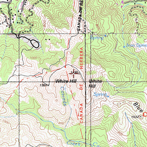 Topographic Map of White Hill, CA