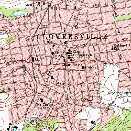 Topographic Map of Knesseth Israel Synagogue, NY