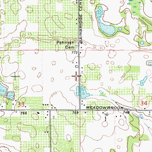 Topographic Map of Penyann Post Office (historical), MI