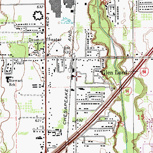 Topographic Map of Glen Lord Station, MI