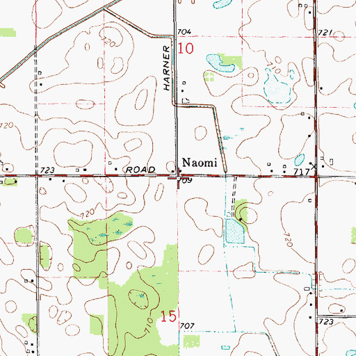 Topographic Map of Naomi Post Office (historical), MI