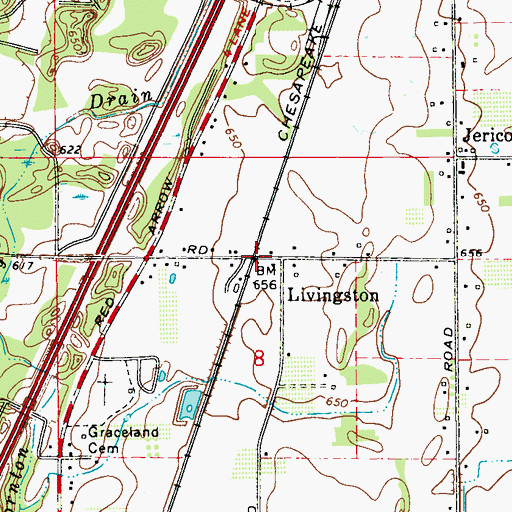 Topographic Map of Livingston Post Office (historical), MI
