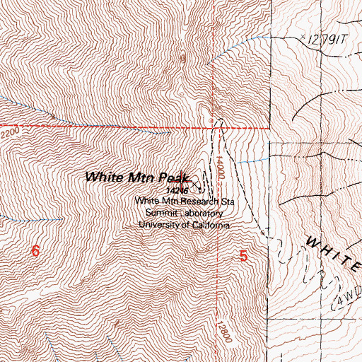 Topographic Map of White Mountain Research Station Summit Labor, CA