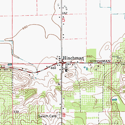 Topographic Map of Hinchman Post Office (historical), MI