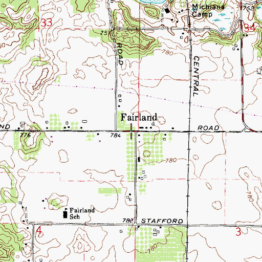 Topographic Map of Fairland Post Office (historical), MI