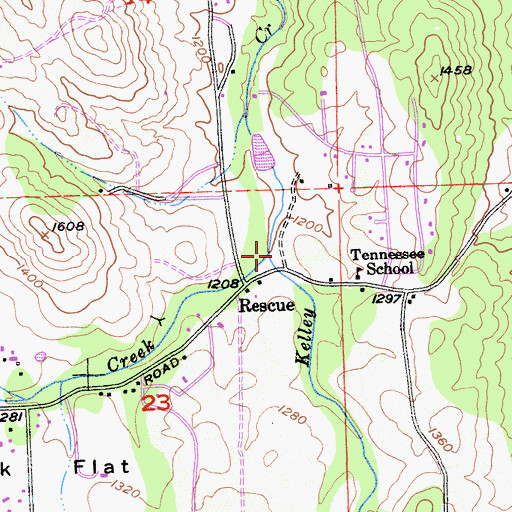 Topographic Map of White Oak Creek, CA