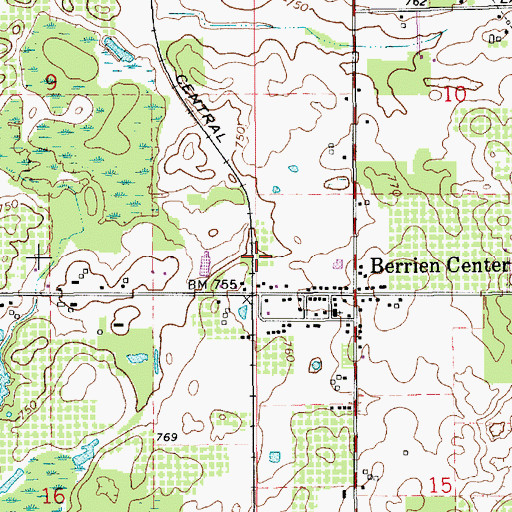 Topographic Map of Berrien Center Station (historical), MI