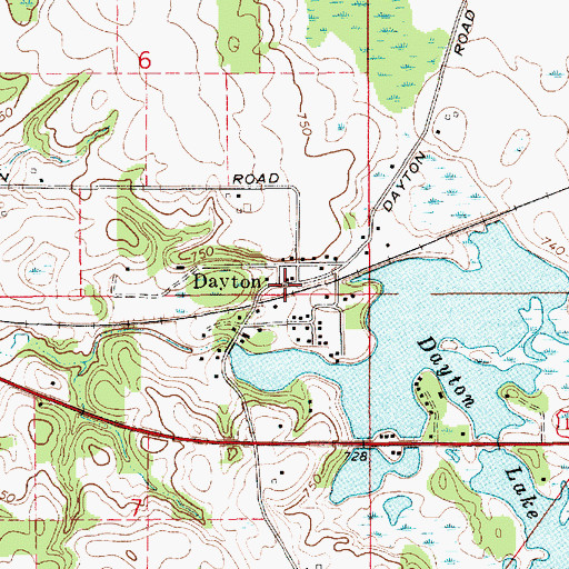Topographic Map of Dayton Station, MI