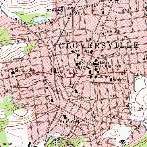 Topographic Map of First Presbyterian Church, NY