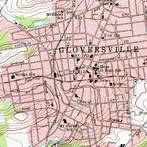 Topographic Map of Arietta Building, NY