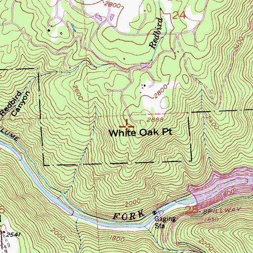 Topographic Map of White Oak Point, CA