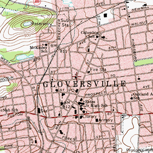 Topographic Map of Saint James Lutheran Church, NY