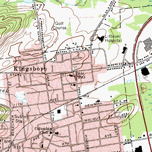 Topographic Map of Kingsboro Park, NY