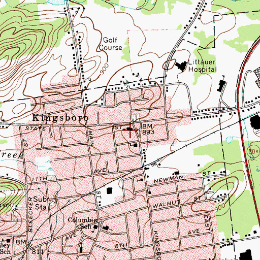 Topographic Map of Kingsboro Presbyterian Church, NY