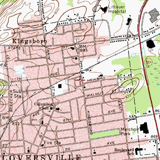 Topographic Map of Sacred Heart Roman Catholic Church, NY