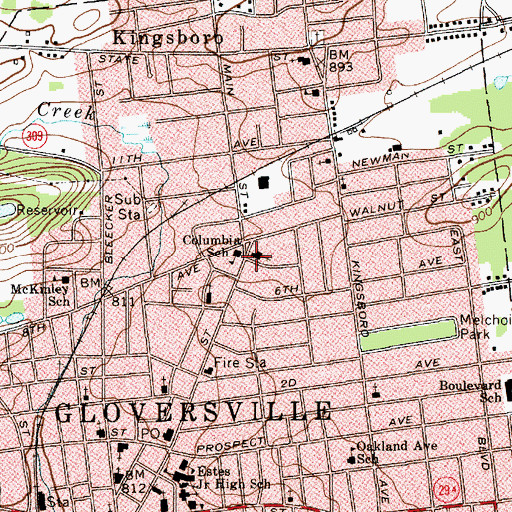 Topographic Map of North Main Street Methodist Church, NY