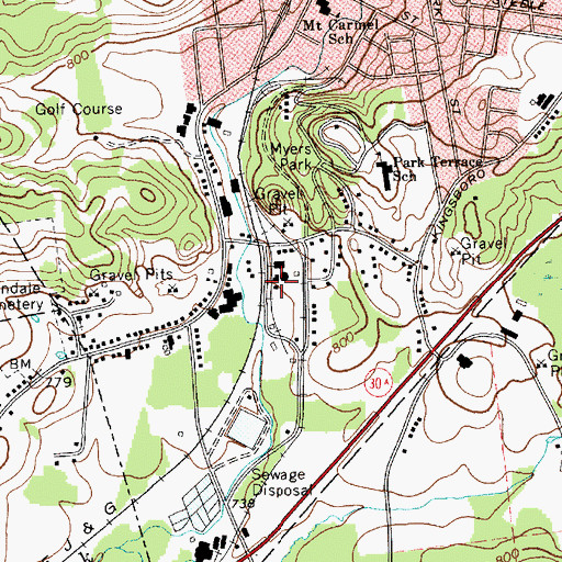 Topographic Map of Niagara-Mohawk Power Corporation Gloversville Gas Plant, NY