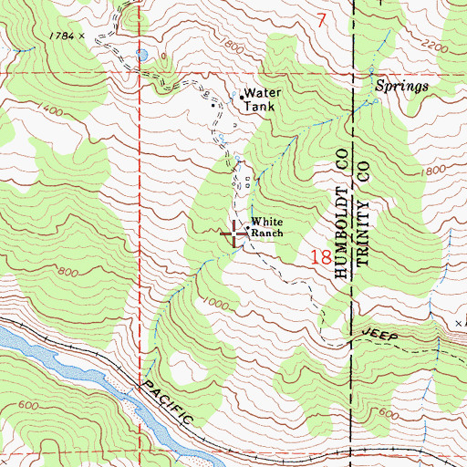 Topographic Map of White Ranch, CA