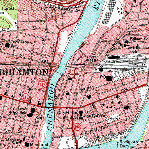 Topographic Map of Binghamton Boys Club, NY