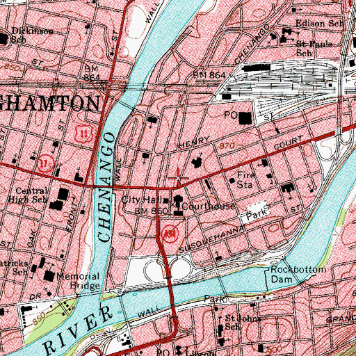 Topographic Map of Strand Theatre, NY