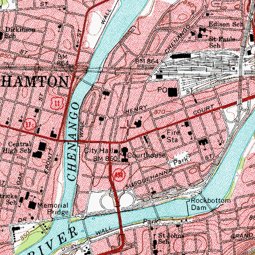 Topographic Map of Riviera Theatre, NY