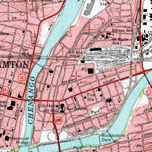 Topographic Map of First Baptist Church, NY