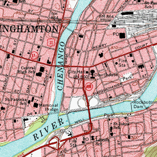 Topographic Map of Binghamton City Police Station, NY