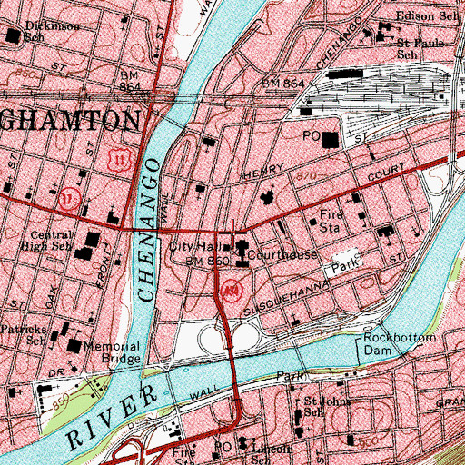 Topographic Map of Midland Building, NY