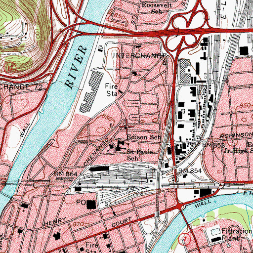 Topographic Map of North Presbyterian Church, NY