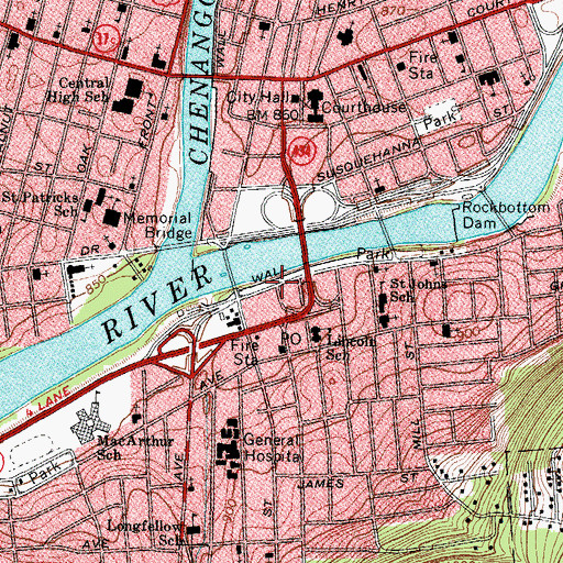 Topographic Map of Southside Park, NY