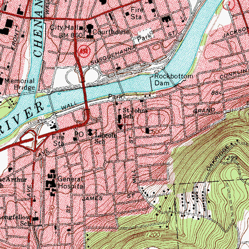 Topographic Map of Saint John's Roman Catholic Church, NY