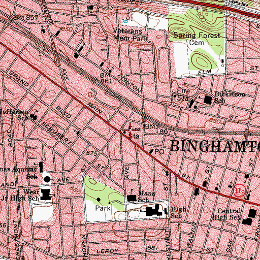Topographic Map of Binghamton Fire Department Station 2, NY