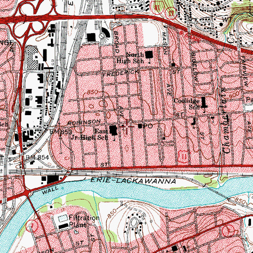 Topographic Map of Broad Avenue Presbyterian Church, NY