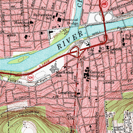 Topographic Map of Park Avenue Baptist Church, NY