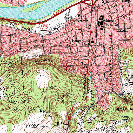Topographic Map of South Mountain Reservoir, NY