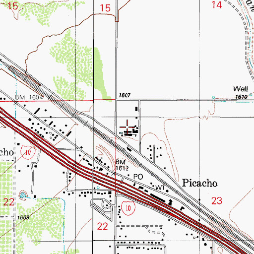 Topographic Map of Picacho Elementary School, AZ