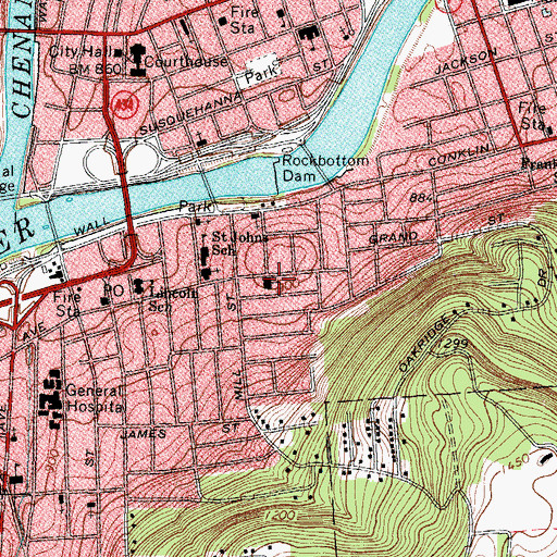 Topographic Map of High Street Methodist Episcopal Church, NY