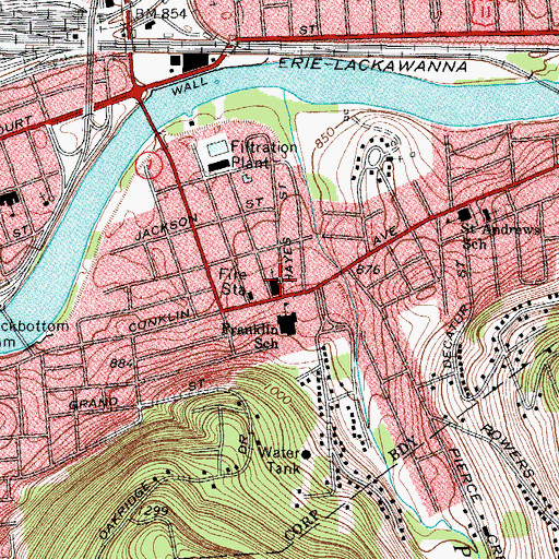 Topographic Map of Conklin Baptist Church, NY